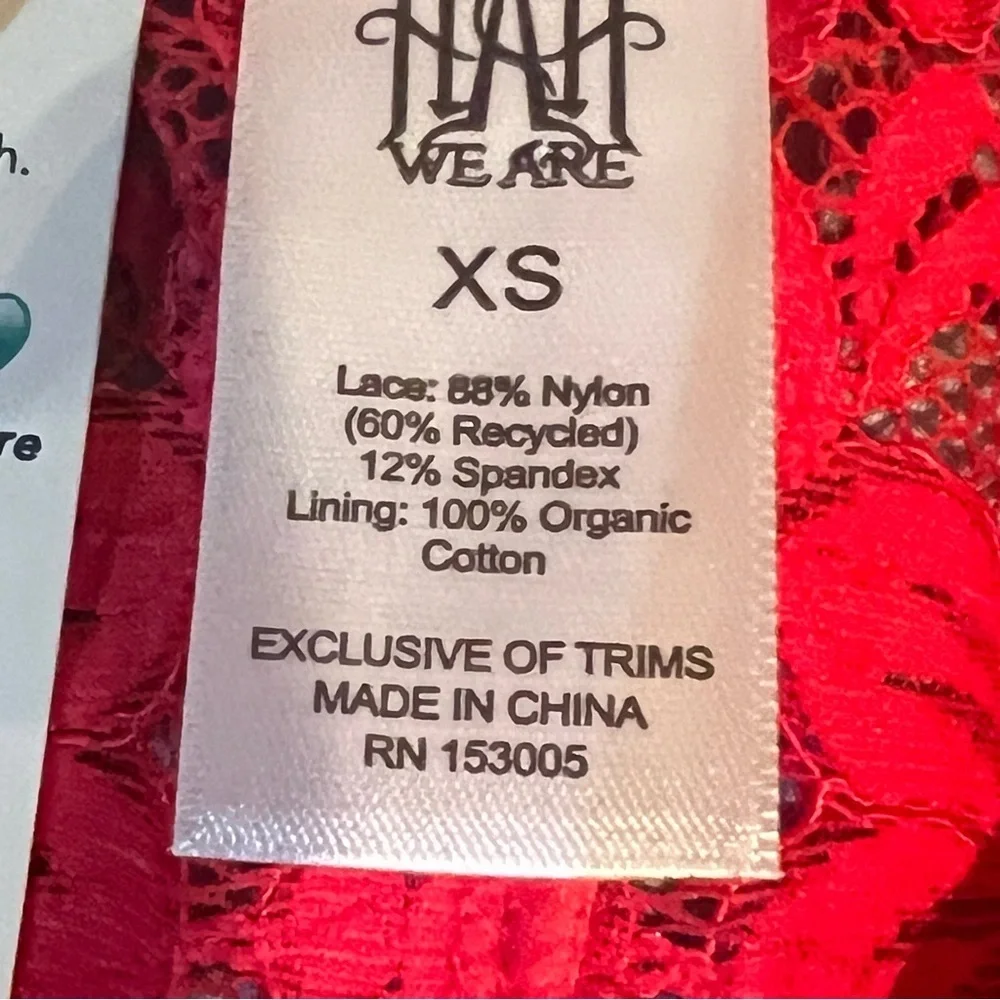 NWT $58 Free People X HAH Spin Me Panties XS Siren Red Lace X-Small High Rise